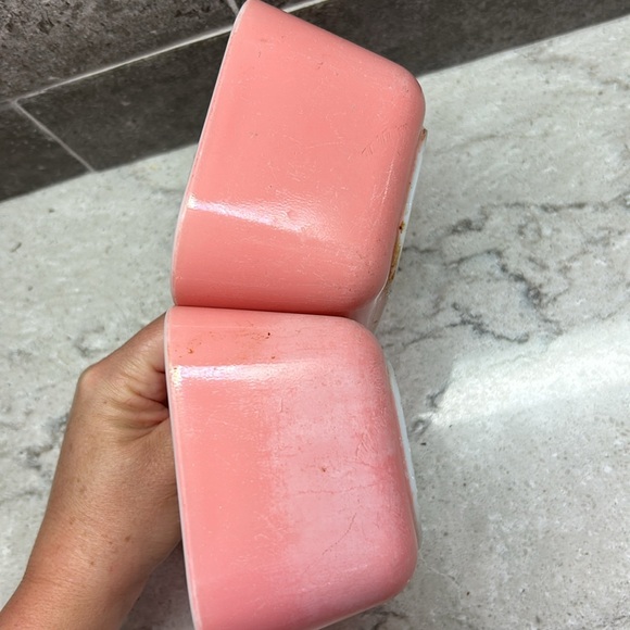 2 Vintage Pyrex Flamingo Pink Refrigerator Dishes #502 - Picture 7 of 13